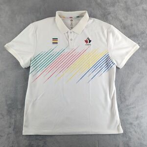 Hudson's Bay Polo Shirt Mens Large White Canada Stripes Minimalist Golf